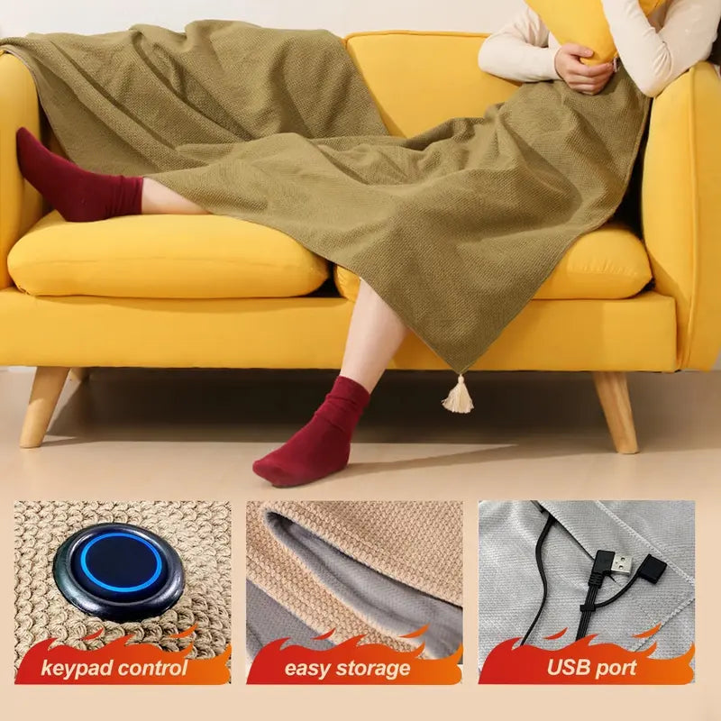 Portable Heated Shawl Wrap for Women USB Powered, 3 Heat Levels & Soft Hood