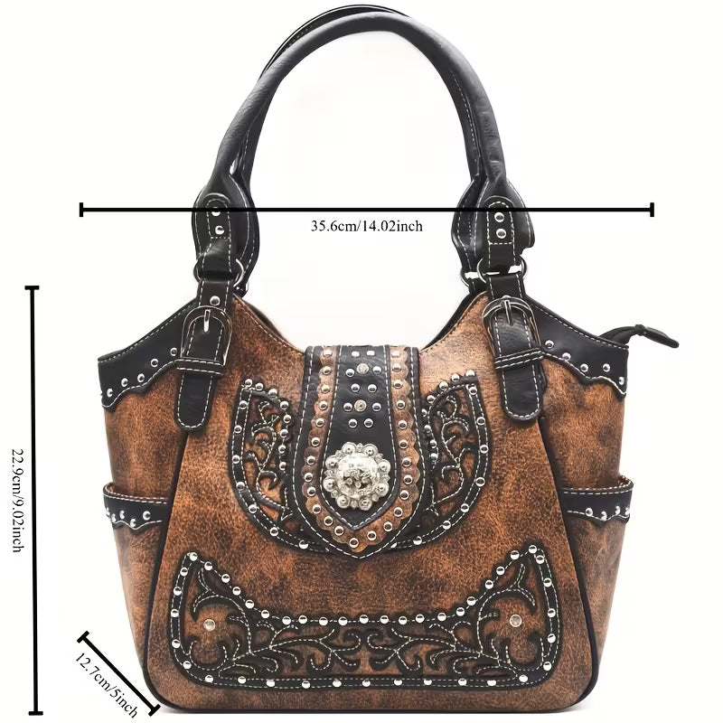 Cowgirl Rhinestone Studded Handbag and Wallet Set rhinestone detail