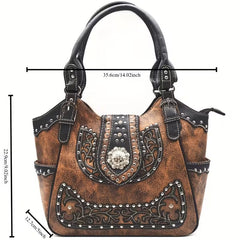 Cowgirl Rhinestone Studded Handbag and Wallet Set rhinestone detail