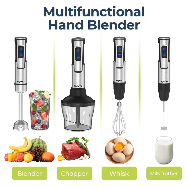 15 Speed Hand Blender with Accessories Whisk, Frother, Masher & Chopper