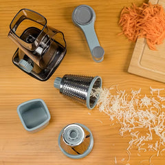 Rotary Food & Cheese Grater 6 Stainless Steel Blades with Suction Base
