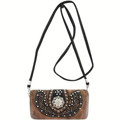 Cowgirl Rhinestone Studded Handbag and Wallet Set side view