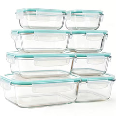 8 Piece Borosilicate Glass Food Storage Set Airtight Containers for Kitchen