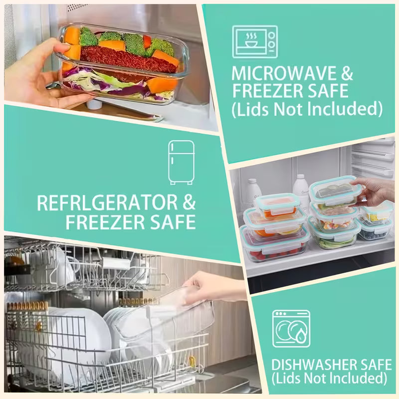 8 Piece Borosilicate Glass Food Storage Set Airtight Containers for Kitchen