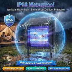 4500V Solar Bug Zapper – 4000mAh Waterproof Mosquito & Fly Trap with 2 Modes