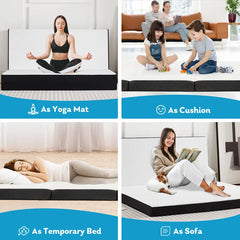 Tri Fold Memory Foam Mattress Portable Folding Mattress with Washable Cover