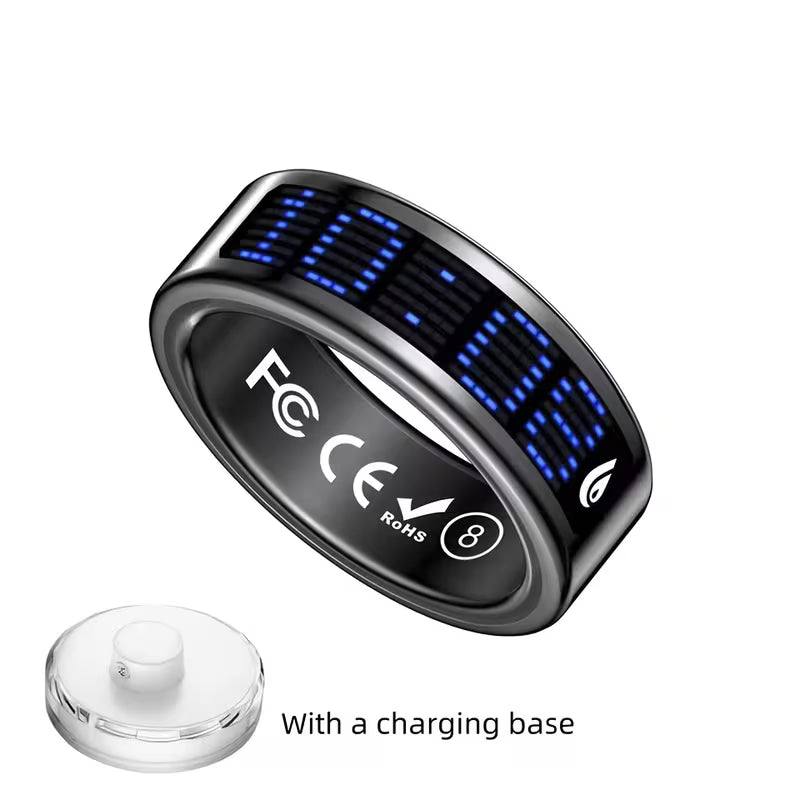 Smart Ring with Display & Charging Dock – IP68 Fitness Tracker