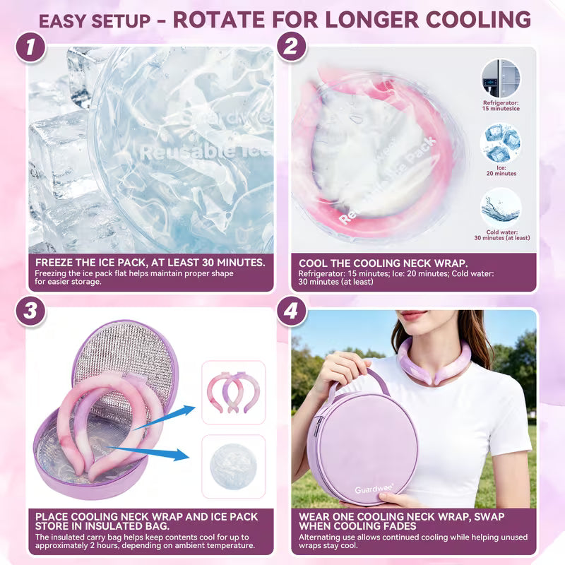 Reusable Neck Cooling Tube Wearable Hot Weather Cooler with Insulated Bag