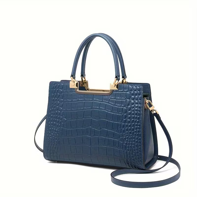 Luxury crocodile pattern genuine leather handbag