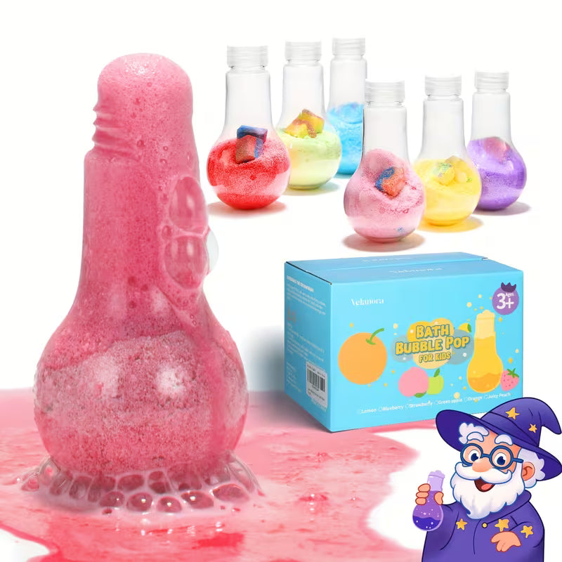 Kids Bath Bomb Potion 6 Pack Fizzing & Foaming Colorful Bath Time Set