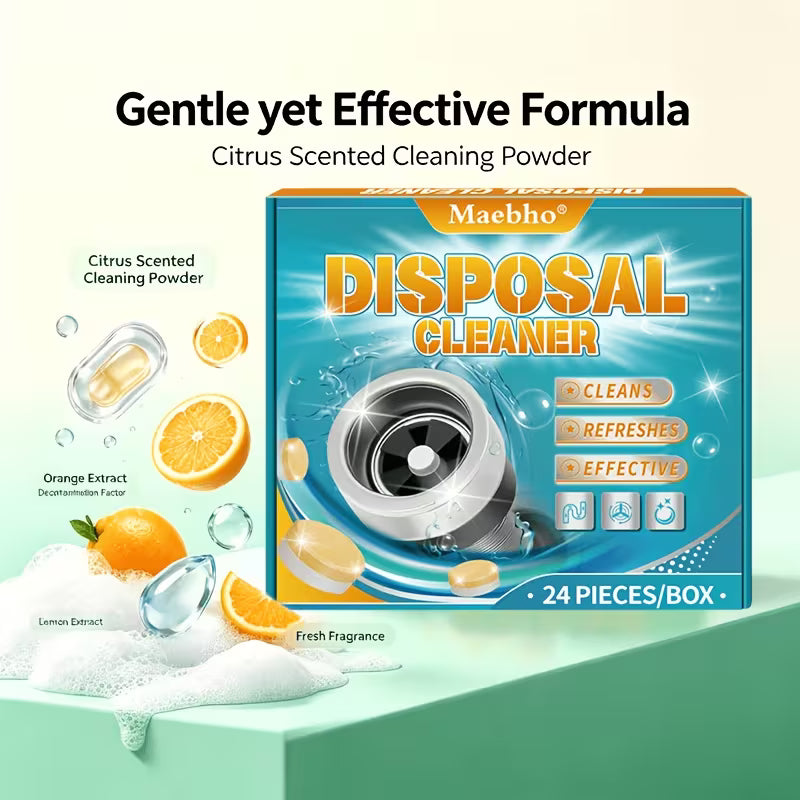 Garbage Disposal Cleaner & Deodorizer Tablets 24 Pack Foaming Citrus Freshener