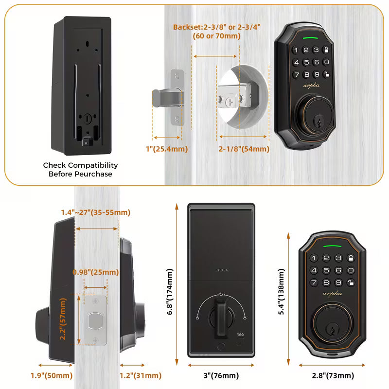 Smart Lock with Keypad – Keyless Entry, Auto-Lock & Low Battery Alert