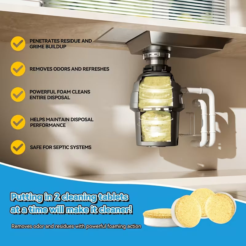 Garbage Disposal Cleaner & Deodorizer Tablets 24 Pack Foaming Citrus Freshener