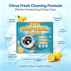 Garbage Disposal Cleaner & Deodorizer Tablets 24 Pack Foaming Citrus Freshener