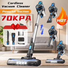 INSE 6-in-1 Cordless Vacuum – 70KPa Suction, 45-Min Runtime & LED Brush