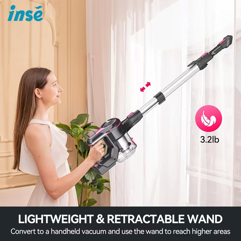 INSE 6-in-1 Cordless Vacuum – 70KPa Suction, 45-Min Runtime & LED Brush