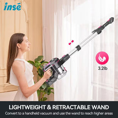 INSE 6-in-1 Cordless Vacuum – 70KPa Suction, 45-Min Runtime & LED Brush