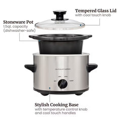 2QT Slow Cooker – Adjustable Temperature with Dishwasher-Safe Glass Lid