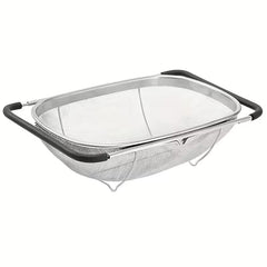 6 Quart Collapsible Stainless Steel Colander Fine Mesh Strainer with Expandable Handles