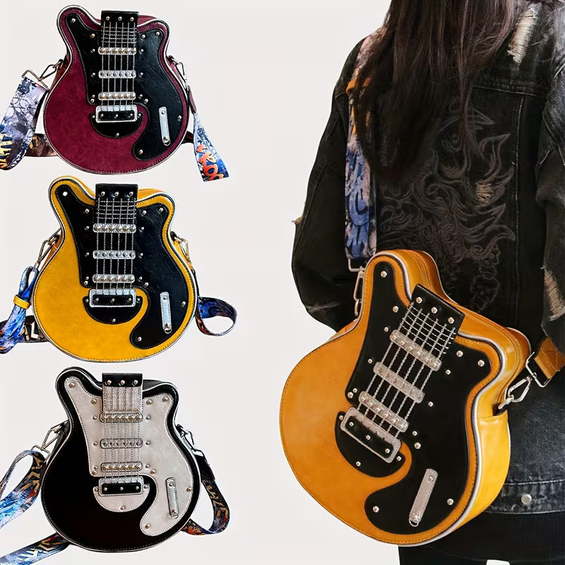 Y2K guitar-shaped crossbody shoulder bag