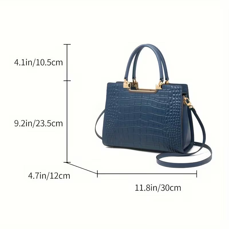 Luxury crocodile pattern genuine leather handbag
