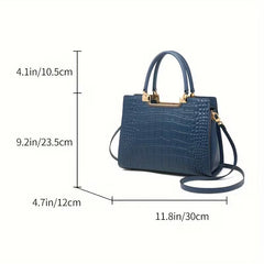 Luxury crocodile pattern genuine leather handbag