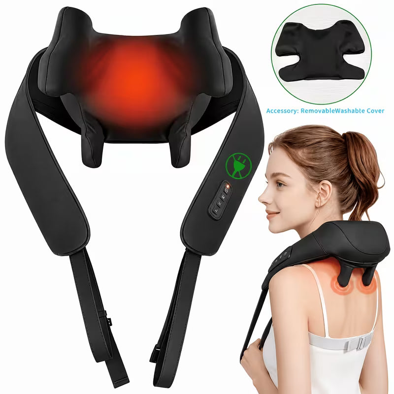 Cordless Neck & Shoulder Massager with Heat 6D Deep Kneading Massage Pillow