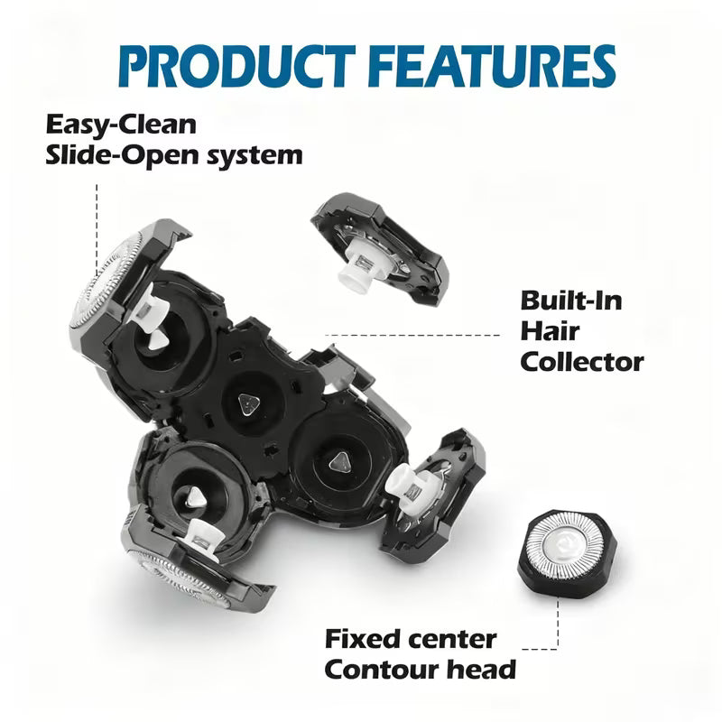 6-piece electric shaver replacement head set