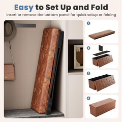 Folding Storage Ottoman Bench Padded Seat, Toy Storage Chest & Footrest