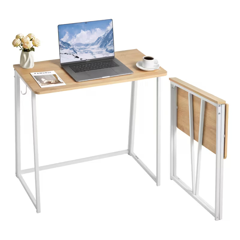 Foldable Compact Computer Desk 31.5 Inch Modern Workstation with Steel Frame