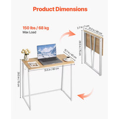 Foldable Compact Computer Desk 31.5 Inch Modern Workstation with Steel Frame
