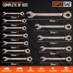 24-Piece Ratcheting Wrench Set – SAE & Metric CR-V Combination Wrenches