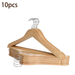 Natural Wood Coat Hangers 17.32 Inch Non Slip Pant Bar & 360° Rotating Hook