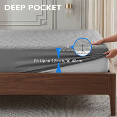 Waterproof Deep Pocket Mattress Protector Quilted Breathable Cover for 6 16 Inch Mattresses