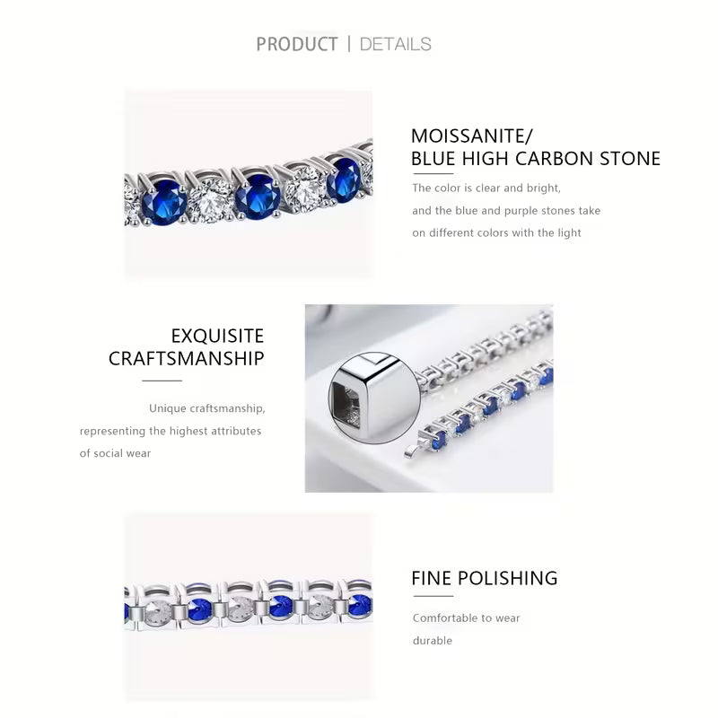925 silver moissanite luxury bracelet gift