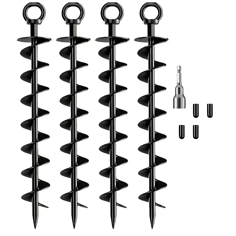 4-pack 15-inch heavy-duty spiral ground anchors for secure outdoor use