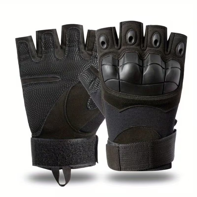 Half Finger Work & Outdoor Gloves Hard Knuckle Microfiber Leather Gloves
