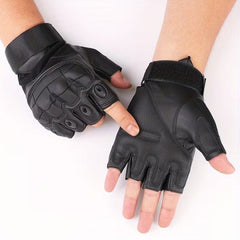 Half Finger Work & Outdoor Gloves Hard Knuckle Microfiber Leather Gloves