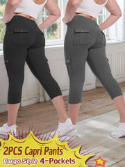 High-waist yoga capri pants with tummy control