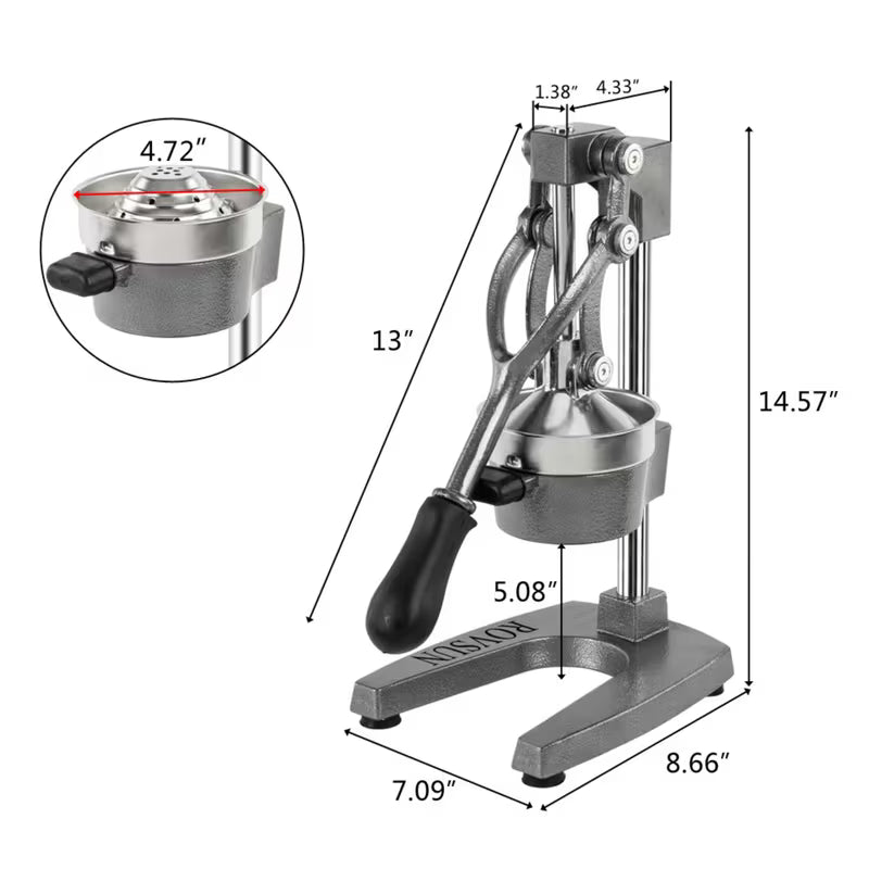 Commercial Grade Manual Citrus Juicer – Hand Press for Orange, Lemon & Pomegranate