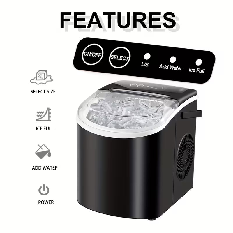 Portable Countertop Ice Maker, 29 Lbs/Day, 6-Minute Ice, with Basket & Scoop