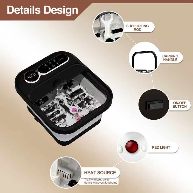 Collapsible Foot Spa Massager with Heat, Bubbles & Temperature Control