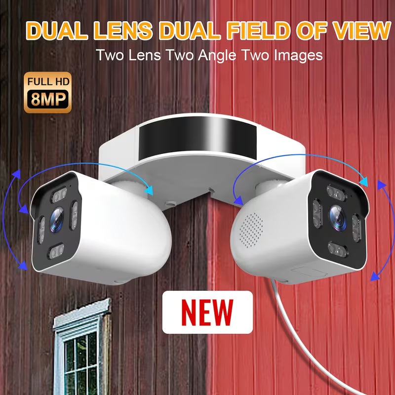 8MP Dual-Lens PTZ WiFi Security Camera – 360° View & Color Night Vision