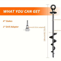 4-pack heavy-duty spiral ground anchors for secure outdoor anchoring