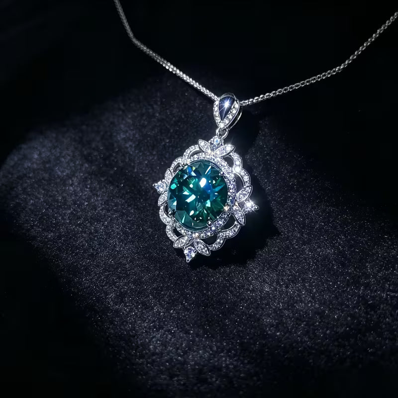 S925 silver 5 carat green moissanite pendant