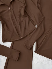 Women’s zip-up top and flared pants set
