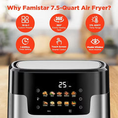 10-in-1 7.5QT Digital Air Fryer – LED Touchscreen & Dishwasher-Safe Basket