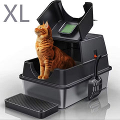 XL Stainless Steel Litter Box – 3-in-1 Flip-Top Design with High Walls