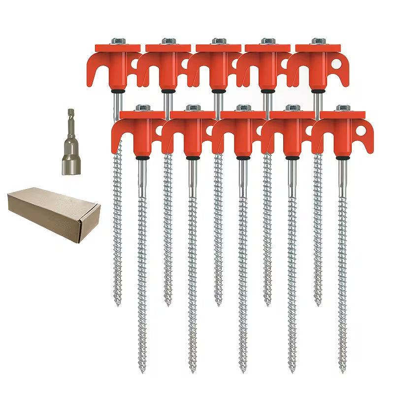 10-pack heavy-duty tent stakes for secure ground anchoring