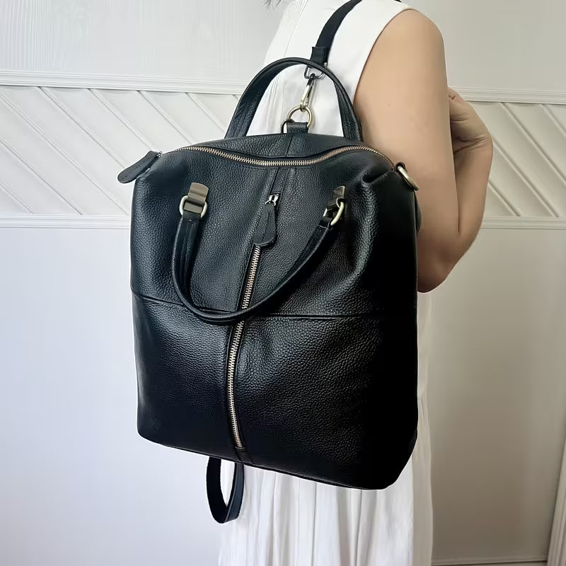 Genuine Leather Stylish Backpack for Women back view